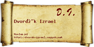 Dvorák Izrael névjegykártya